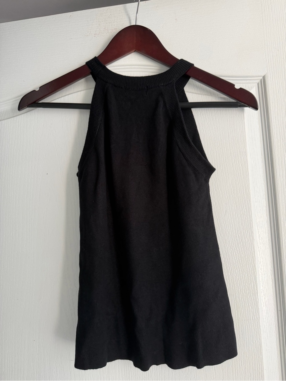 Black Ribbed Halter Neck Tank Top - Picture 3 of 4